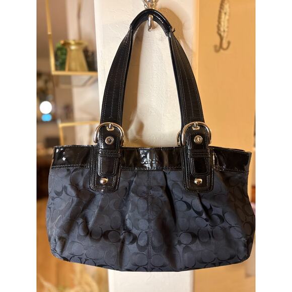 Coach Vintage Black Leather Soho Pleated Tote
